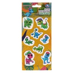 Мягкие многораз. наклейки 97*227мм динозаврики