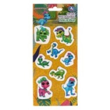 Мягкие многораз. наклейки 97*227мм динозаврики