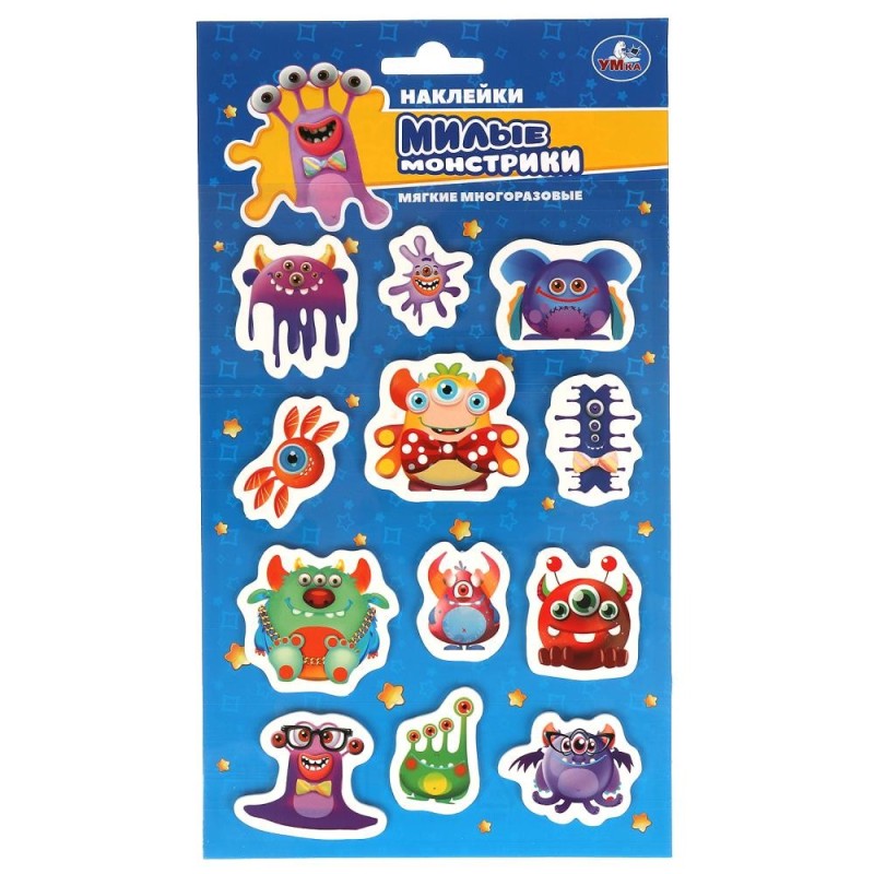 Мягкие многораз. наклейки 137х247мм монстрики