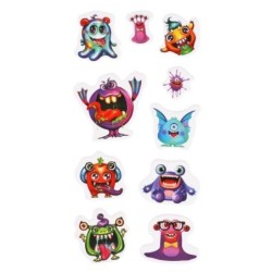 Мягкие многораз. наклейки 97*227мм монстрики
