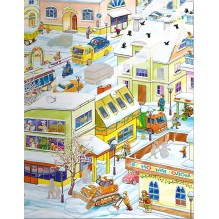 Виммельбух. В городе. Книжка с наклейками