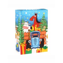 Коробка подарочная новогодняя "Синий трактор"