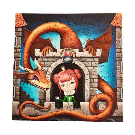 Фигурные деревянные пазлы. Принцесса и дракон