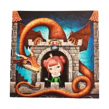 Фигурные деревянные пазлы. Принцесса и дракон