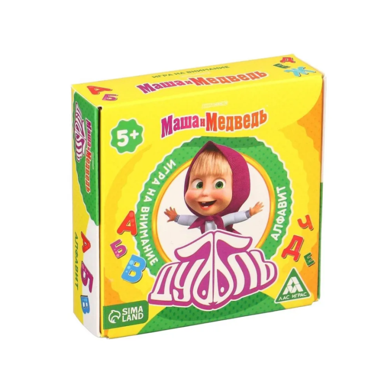 Настольная игра на внимание "Дуббль. Алфавит", Маша и Медведь Настольная игра на внимание "Дуббль. Алфавит", Маша и Медведь
