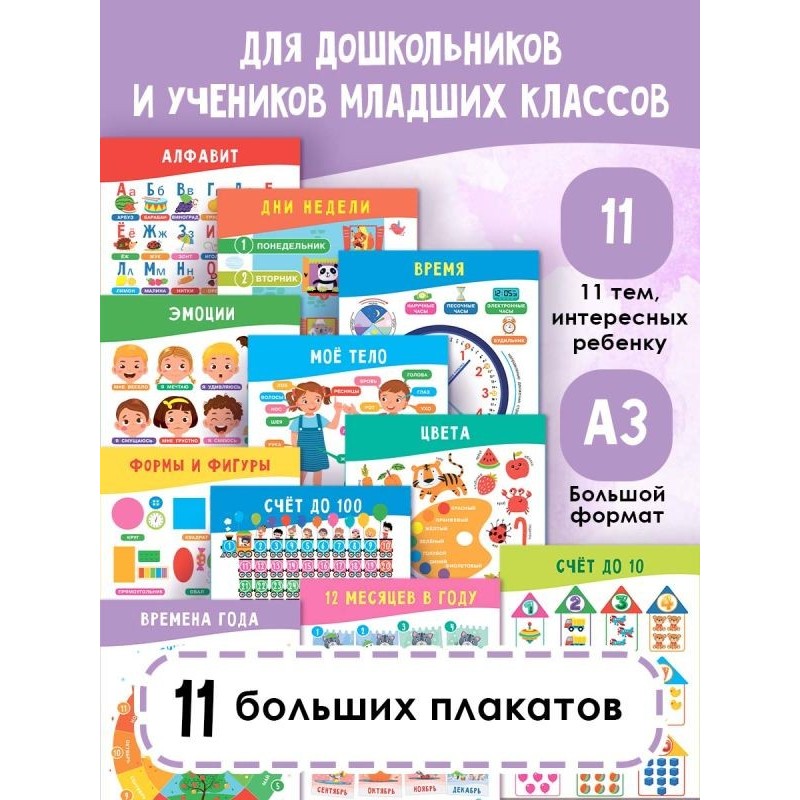 11 больших настенных плакатов для дошколят. Всё что нужно знать