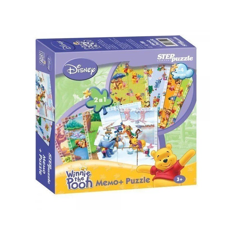 Настольная игра 2 в 1 мемо и пазл Дисней Медвежонок Винни